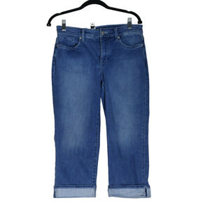 NYDJ Capri Jeans Women Size 8 Blue Lift Tuck Slimming Fit Stretch Denim Pants
